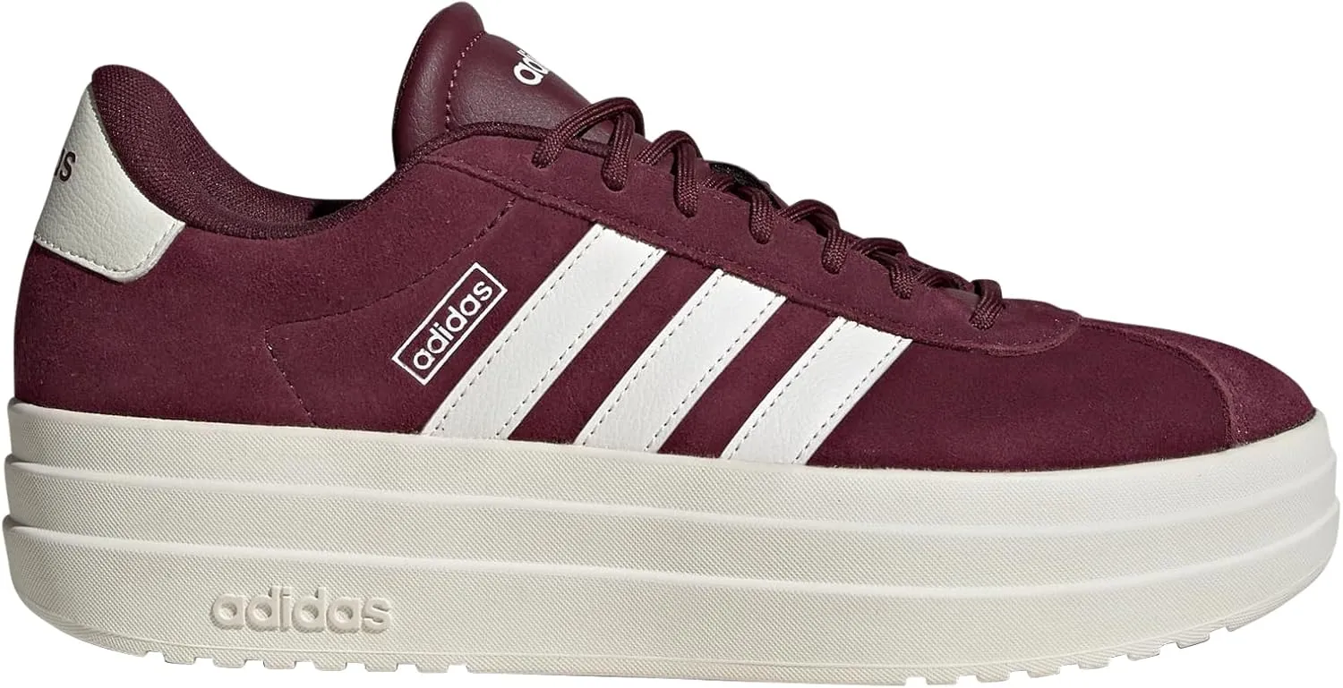 adidas Women's VL Court Sneaker, Maroon/White/Off-White, 11