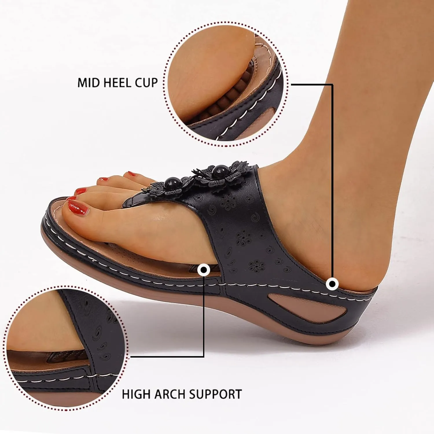 Adjustable Orthopedic Flip Flops for Women Arch Support Sandals Yoga Mat Cushion Comfortable Plantar Fasciitis Relief Summer Walking Shoes