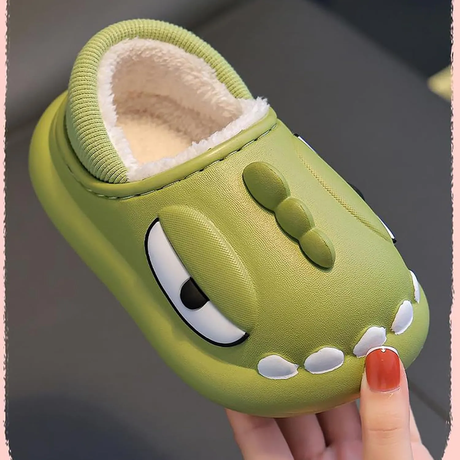 artoon Dinosaur Fuzzy Slippers For Boys Baby Memory Foam Ankle Shoes Toddler Infant House Non Slip Comfy Shoes Cotton
