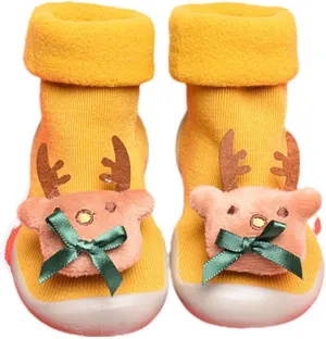 Baby Christmas Sock Shoes Cartoon Soft Rubber Sole Non Slip Indoor Floor Slipper First Walking Trainers Shoes