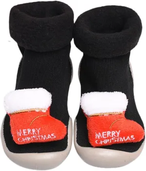 Baby Christmas Sock Shoes Cartoon Soft Rubber Sole Non Slip Indoor Floor Slipper First Walking Trainers Shoes