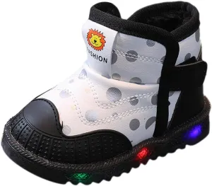 Baby Girls Boys Boots Led High Top First Walking Shoes Cotton Inner Luminous Light up Casual High Heels Shoes