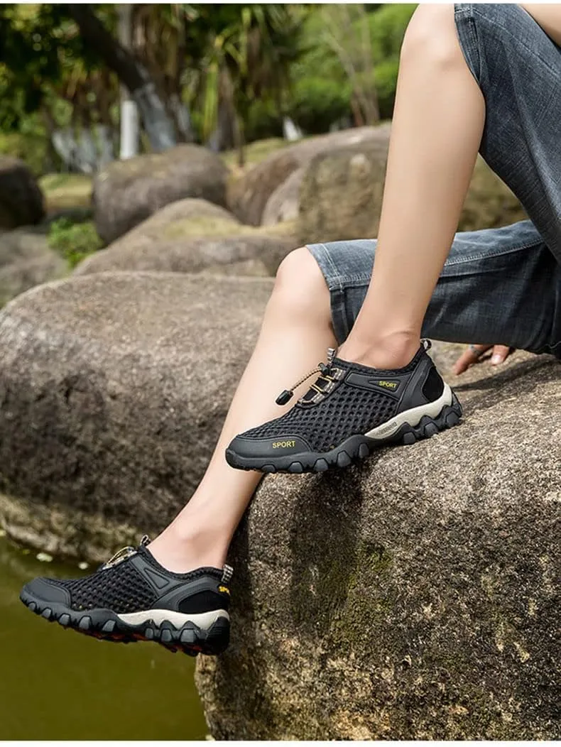 BaronHong Summer Men Casual Sneakers Breathable Mesh Shoes Mens Non-Slip Outdoor Hiking Shoes Mens Climbing Trekking Shoes