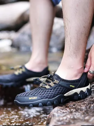 BaronHong Summer Men Casual Sneakers Breathable Mesh Shoes Mens Non-Slip Outdoor Hiking Shoes Mens Climbing Trekking Shoes