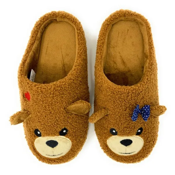 Bear Hug Slides Cozy Animal House Home Women Non-Skid Slippers