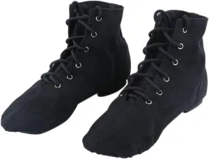BESPORTBLE High Top Canvas Jazz Dancing Shoes Flat Jazz Boots Practice Dancing Shoes for Women Men Size 44 (Black)