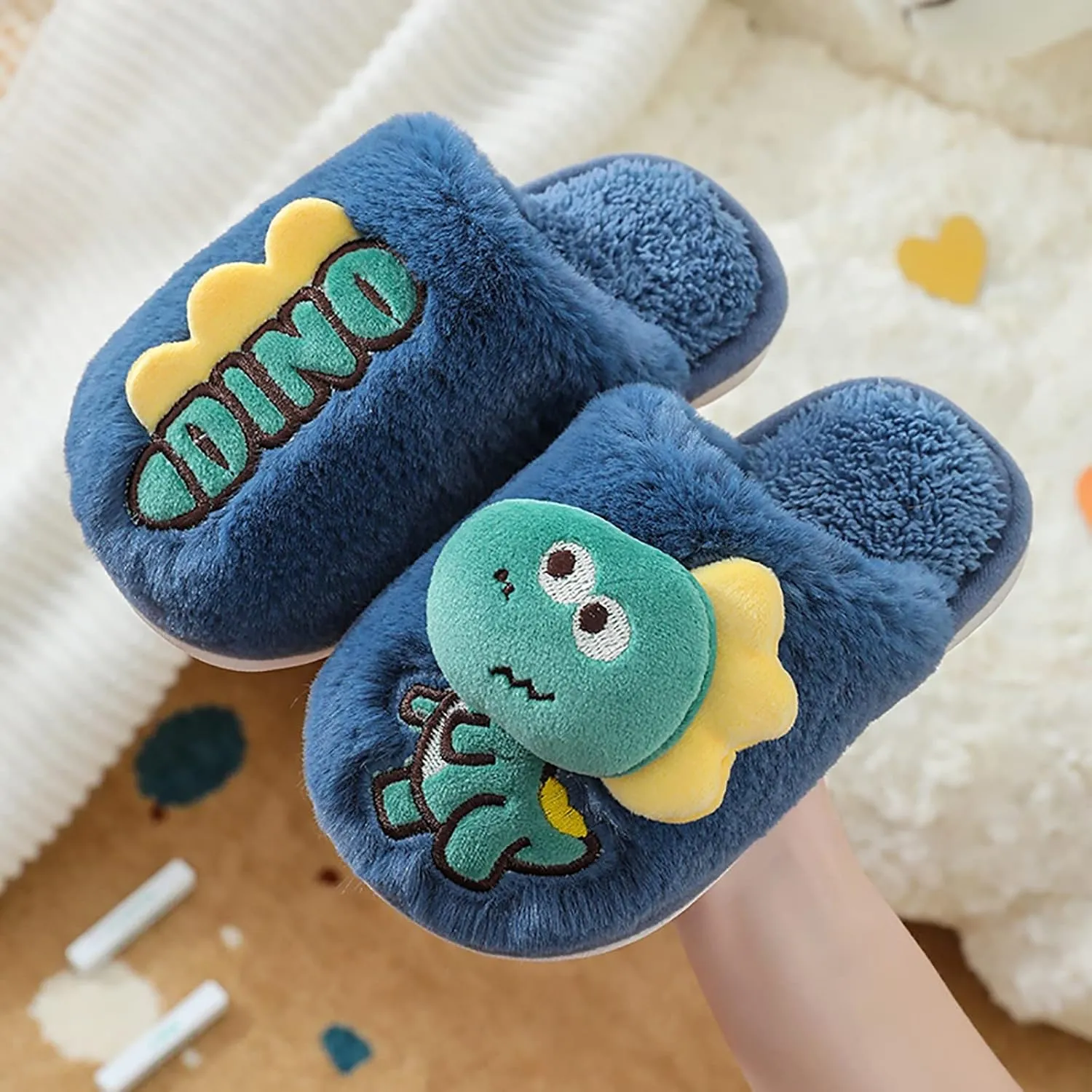 Big Kid Shoe Dinosaur Slippers For Girls Boys Memory Foam Comfy House Slippers Kids Winter Warm Cork Sandals for Girls