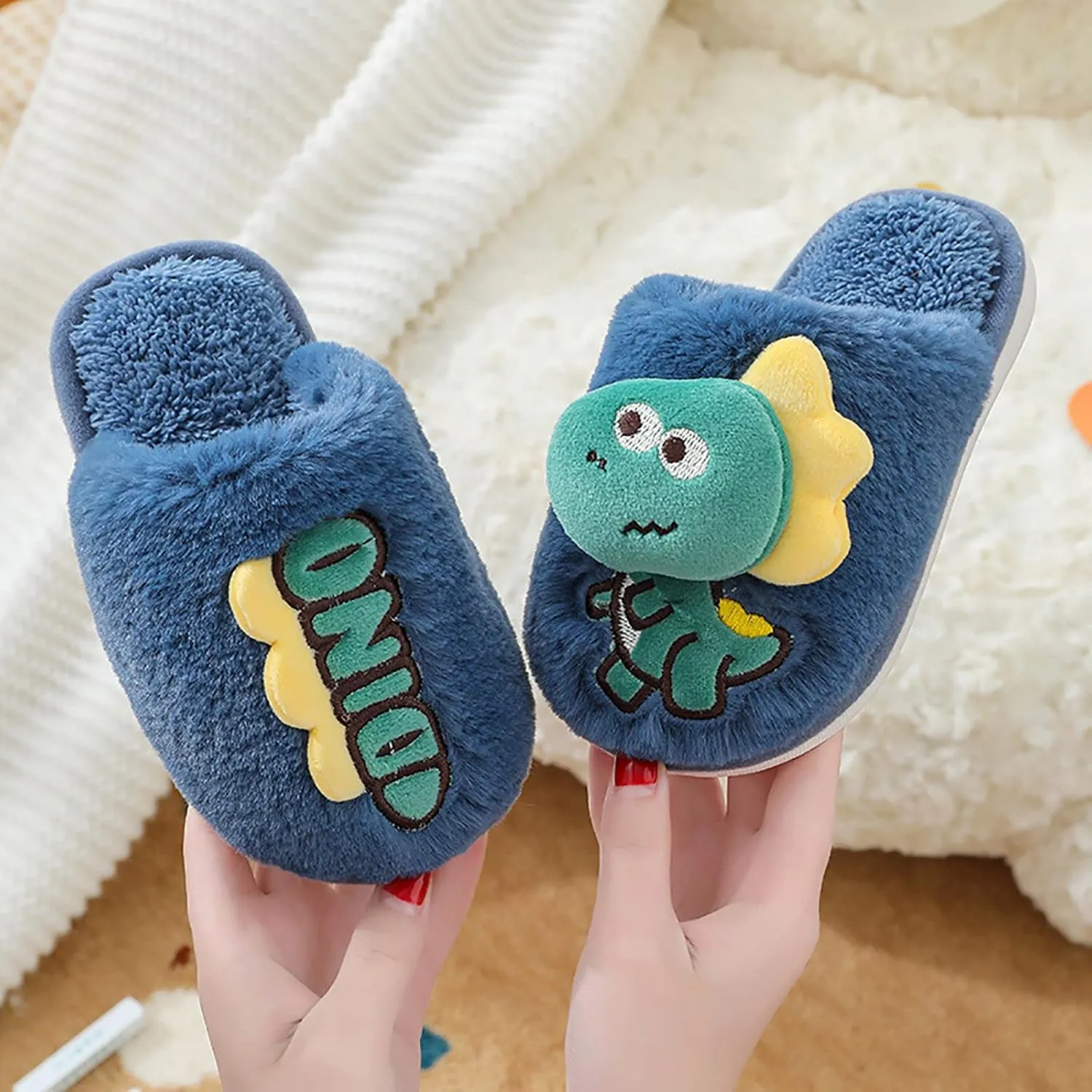 Big Kid Shoe Dinosaur Slippers For Girls Boys Memory Foam Comfy House Slippers Kids Winter Warm Cork Sandals for Girls