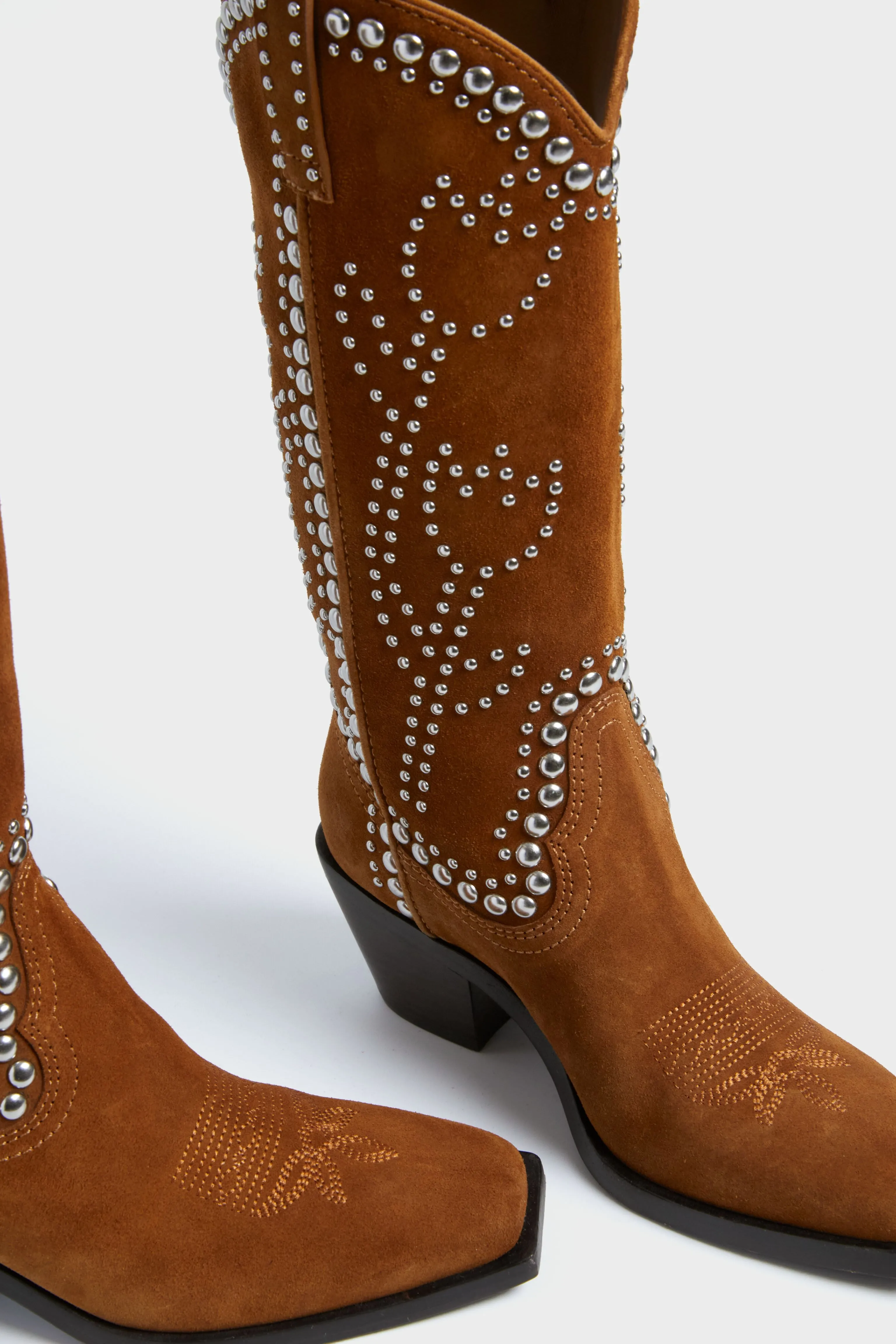 Cacao Suede with Silver Studs Wilder Boots