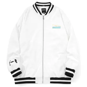 Cartoon Print Black And White Couple Baseball Jacket