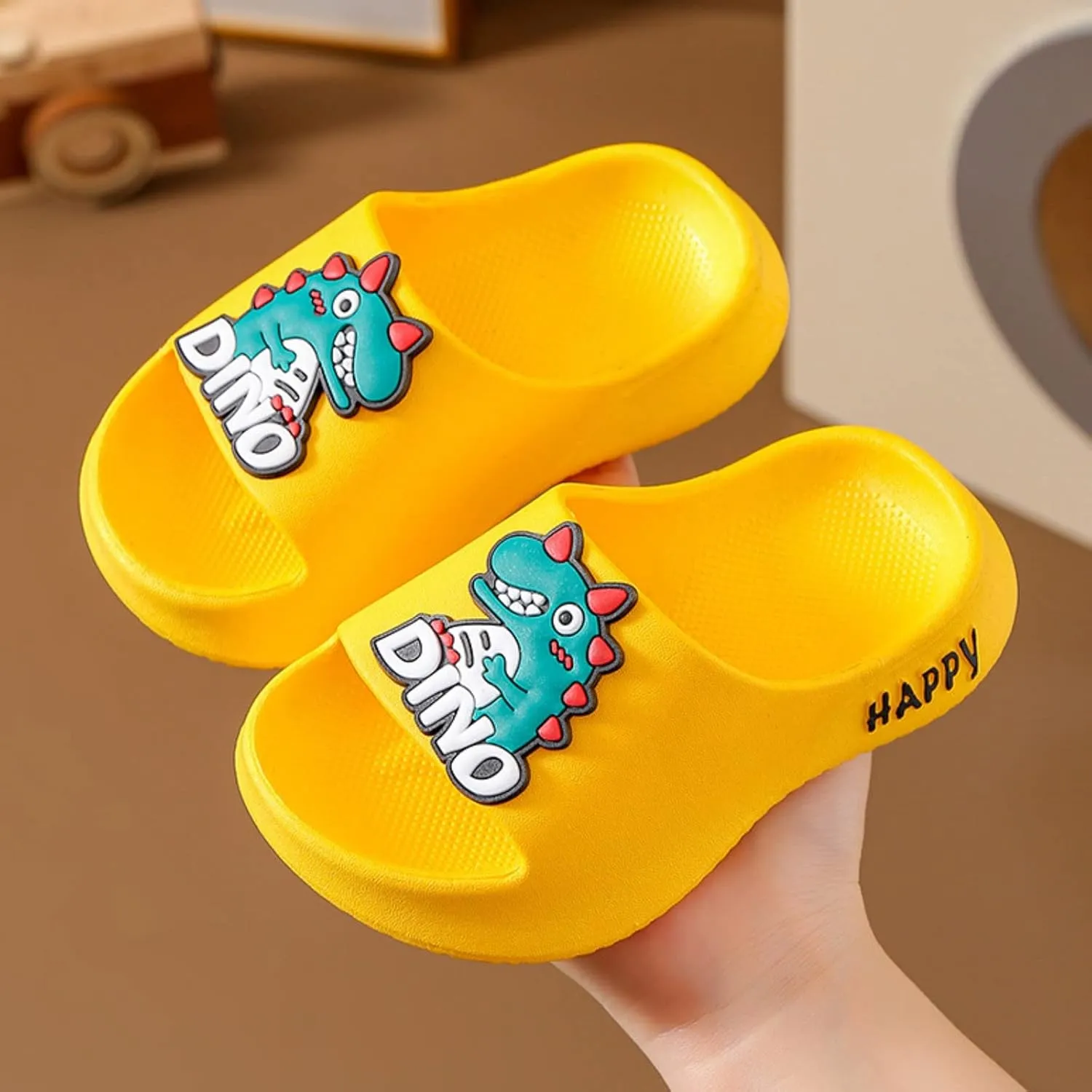 Children Slippers Summer Cute Cartoon Boy Baby Bathroom Sandals Youth House Slippers Girls (Yellow, 9-9.5 Years)