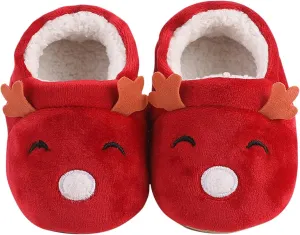 Christmas Toddler Baby Cotton Knit Plush Booties Soft Santa Winter Fall Warm Slippers Snow Boots for Boys Girls