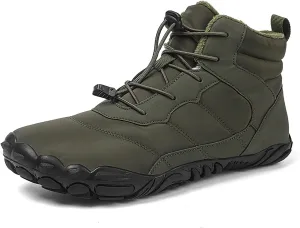 Crzidha Hiking Boots for Women Men Winter Snow Warm Fleece Winter Lined Waterproof Wide Toe Box Barefoot Shoe Outdoor Trail Trekking Pull On Ankle Boots with Elastic Cord Buckle Ultra Soft Non Slip Sole
