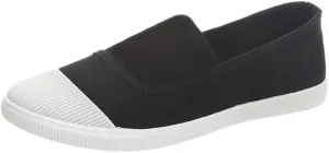 CsgrFagr Women Girls Round Toe Solid Casual Loafers Singles Canvas Shoes Girl Shoes Casual (Black, 5)
