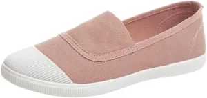 CsgrFagr Women Girls Round Toe Solid Casual Loafers Singles Canvas Shoes Girl Shoes Casual (Pink, 6)