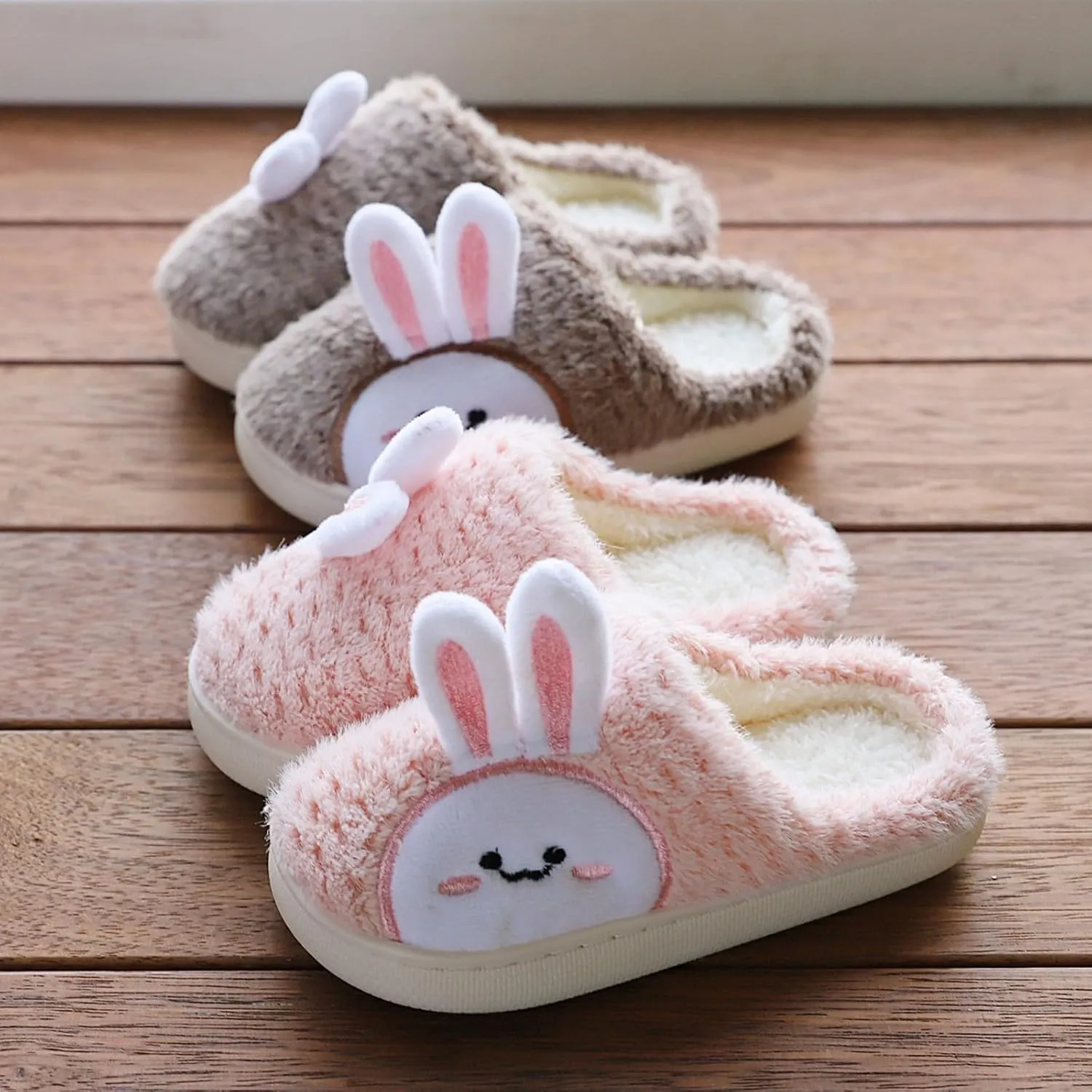 Cute Bunny Fuzzy Slipper For Girls Baby Kids Toddler House Indoor Flat Shoes ??artoon Animal Warm Cozy Casual Shoes