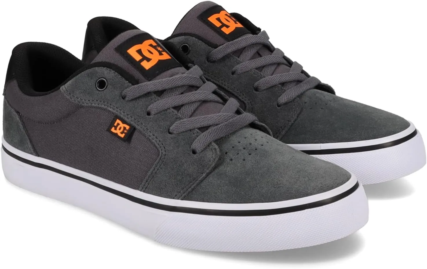 DC Men's Anvil Casual Skate Sneaker, Grey/Black/Orange, 6
