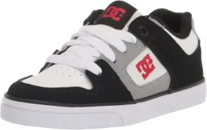 DC Pure Kids Skate Shoe, White/Black/RED, 13.5 US Unisex Little