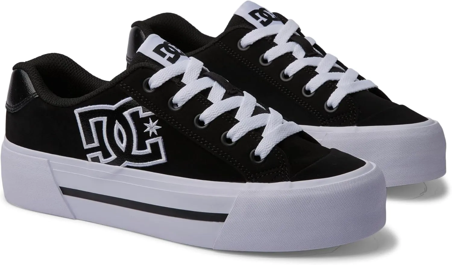 DC Women's Chelsea Platform Skate Shoe, Black, 10.5