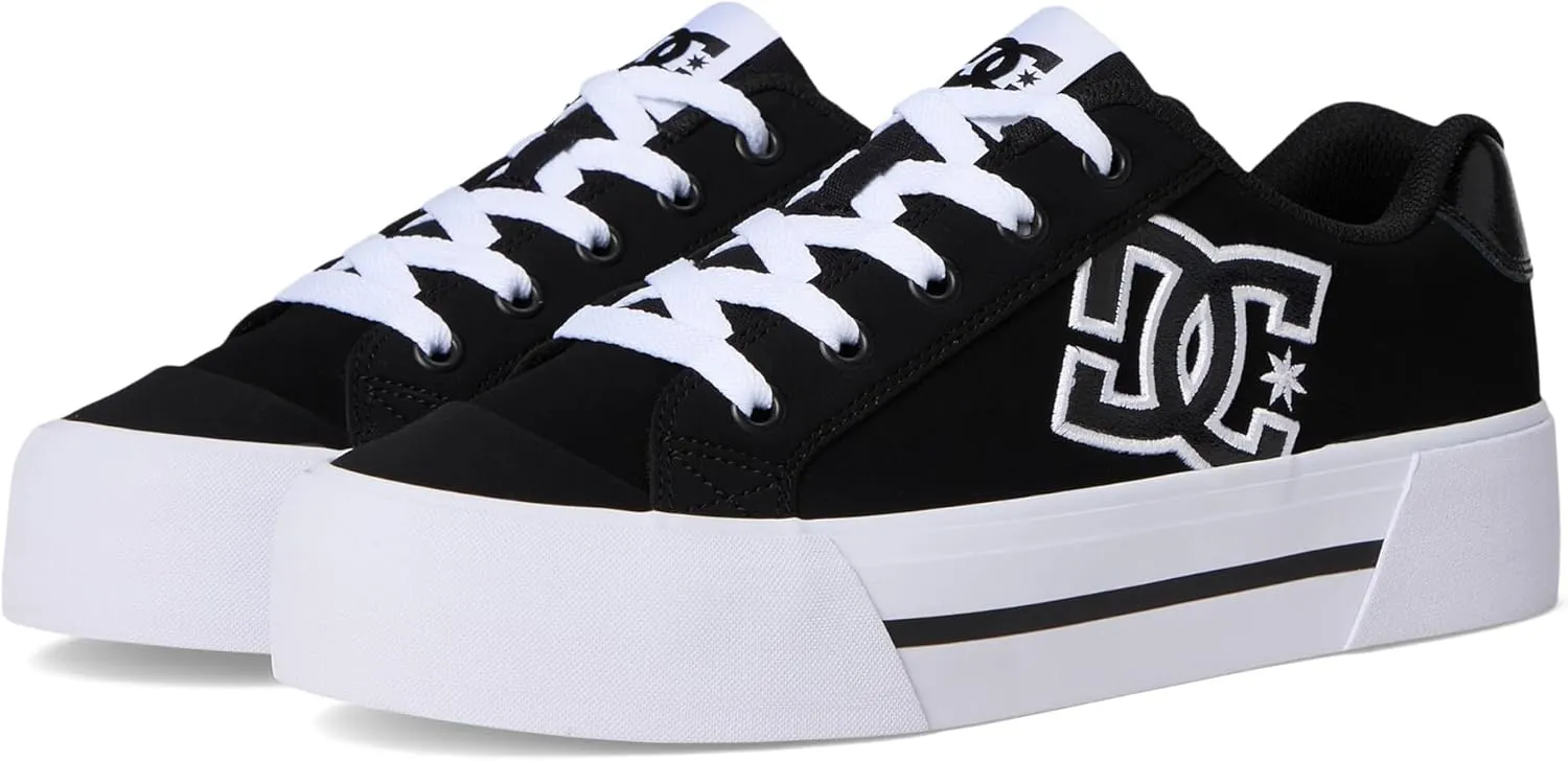 DC Women's Chelsea Platform Skate Shoe, Black, 7.5