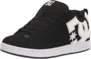 DC Women's Court Graffik Casual Low Top Skate Shoe, Black/White Stencil, 10.5