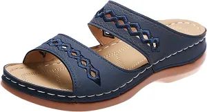 Eduavar Orthopedic Sandals for Women, Sandals Women Comfortable Slip On Sandals Open Toe Slip On Walking Sandals Shoes