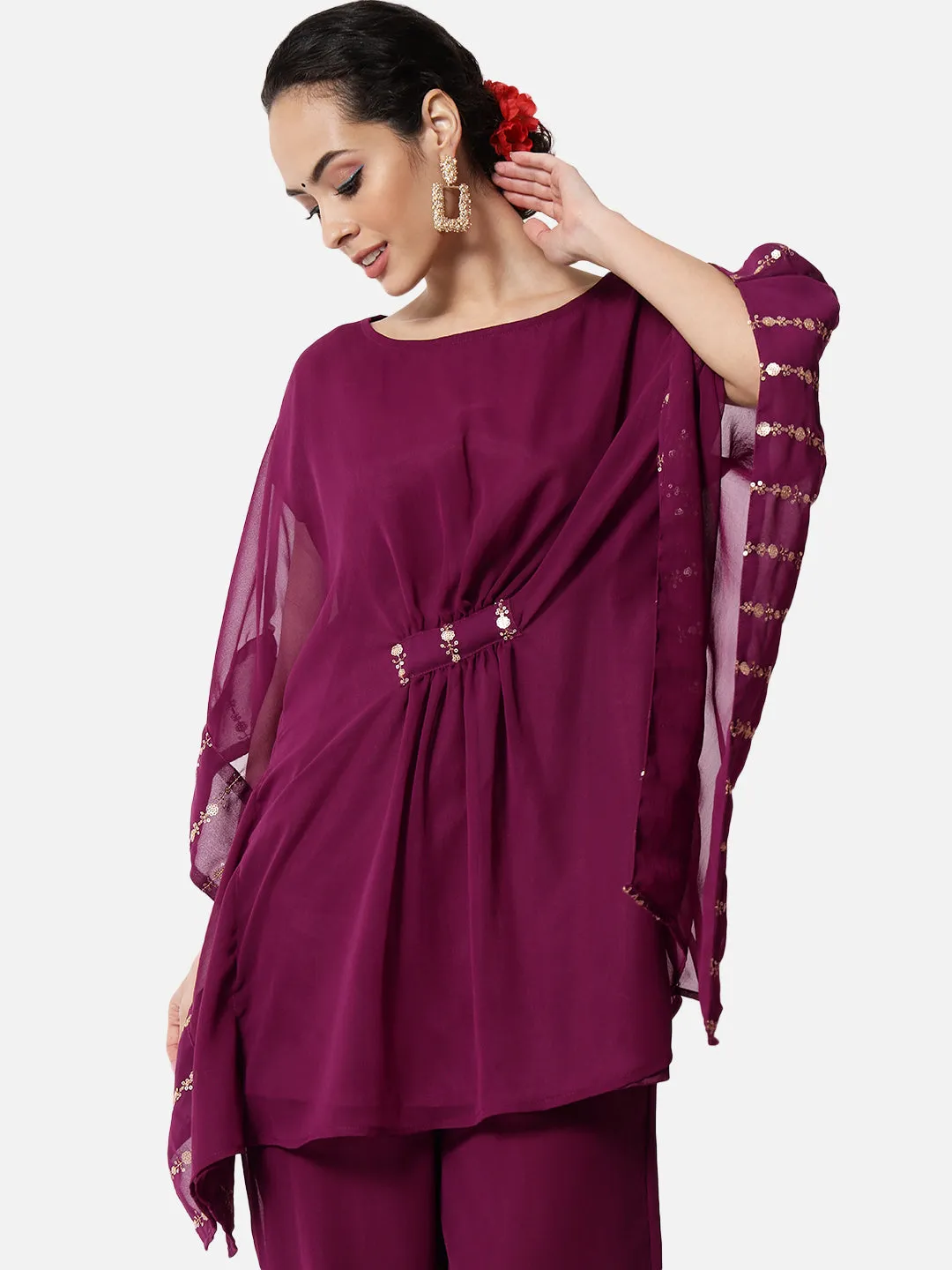 Georgette Sequin Embroidered Kaftan