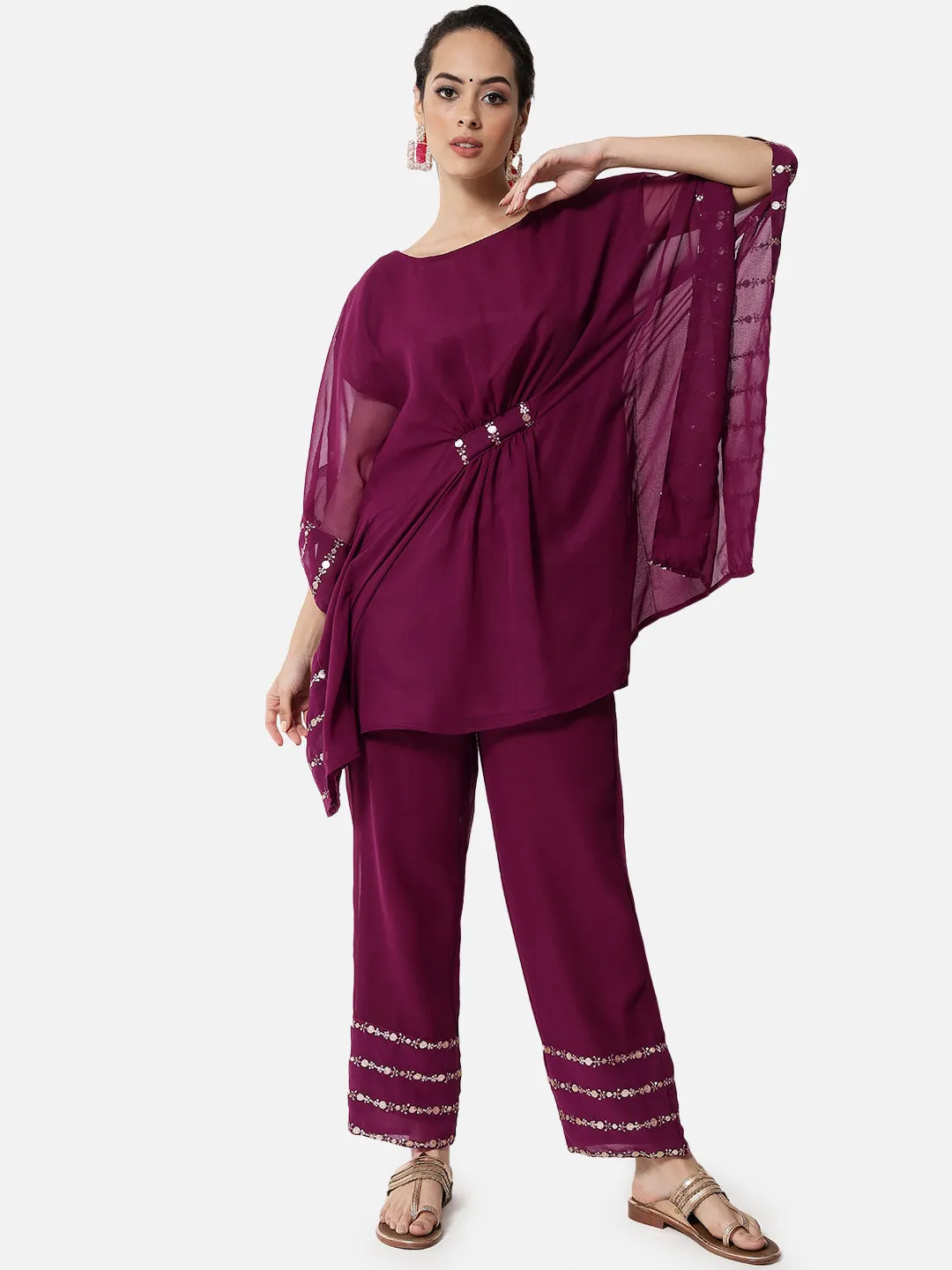 Georgette Sequin Embroidered Kaftan