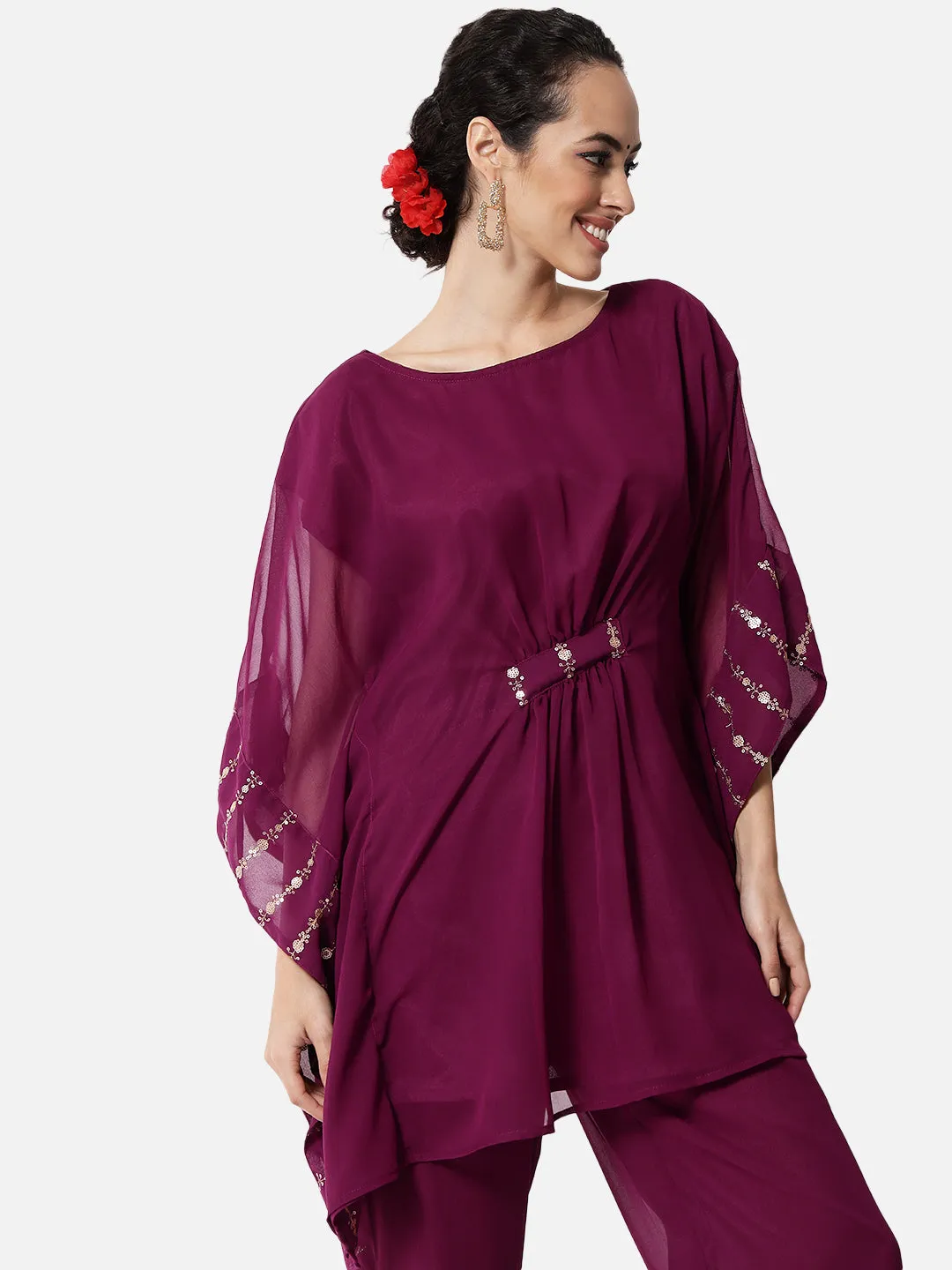 Georgette Sequin Embroidered Kaftan