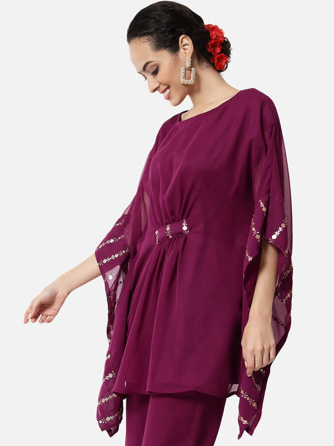 Georgette Sequin Embroidered Kaftan