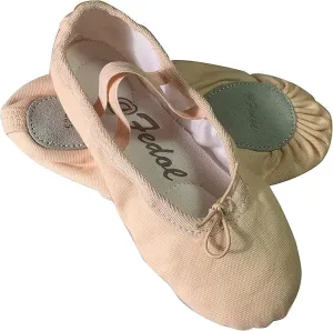 Girls Canvas Split-Sole Ballet Slippers, Pink, Multiple Sizes 8.5-3.5