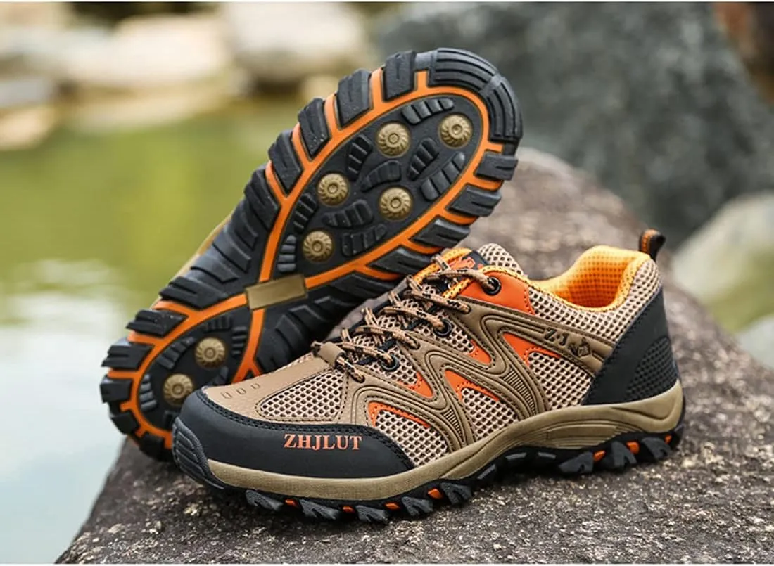 Hiking Boots Mens Walking Shoes Lace Up Backpacking Biking Sports Shoes Climbing Outdoor Low Rise Trekking