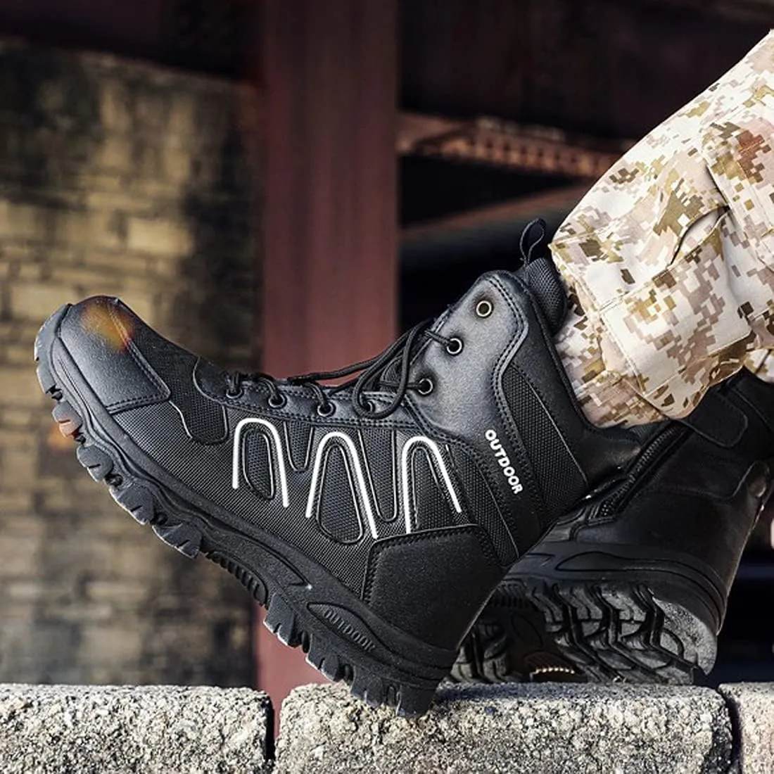 hongrenamz Walking Boots Mens Hiking Trekking Shoes Lightweight Outdoor Boots