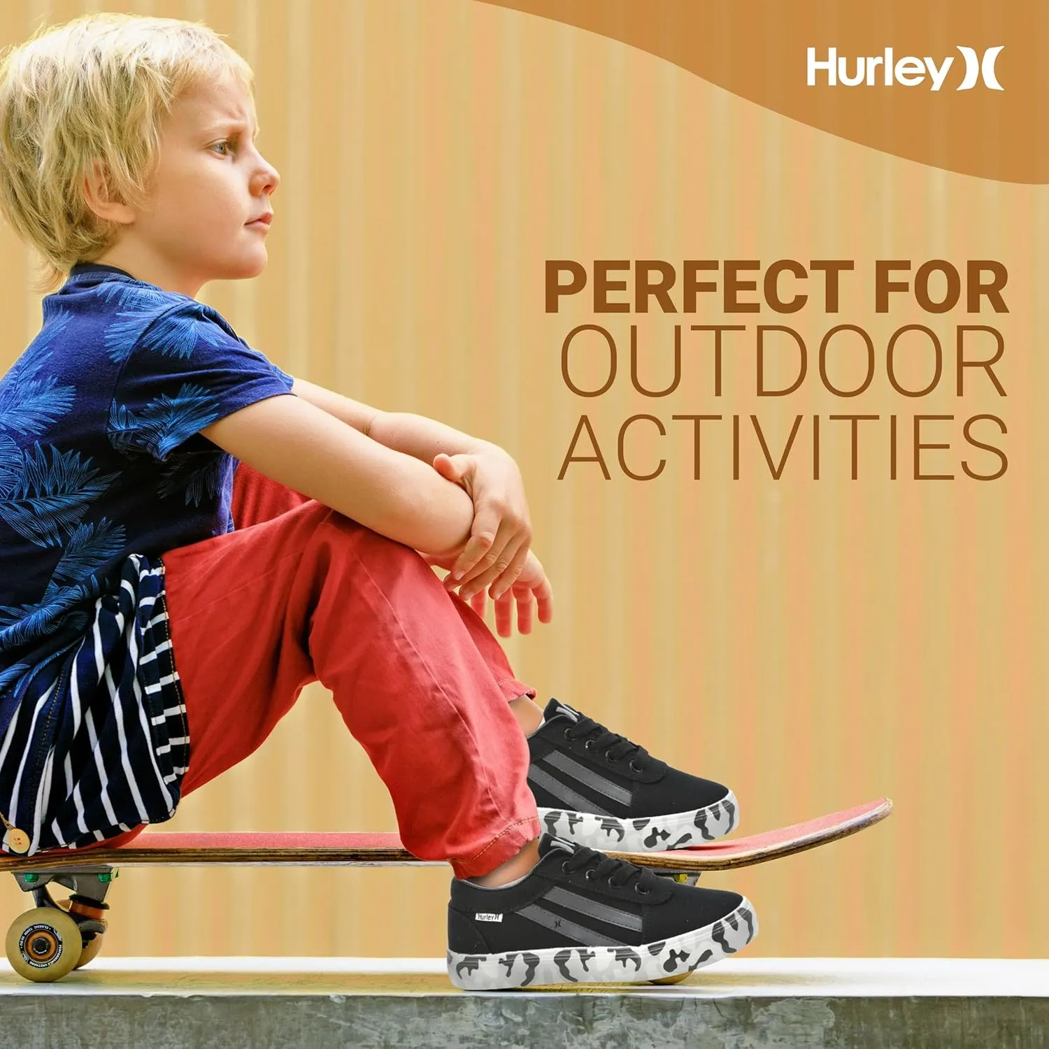 Hurley Boardy Kids Lace Up Canvas Sneakers ??Low Cut Skateboarding Shoes for Kids, Sports Shoes for Boys and Girls