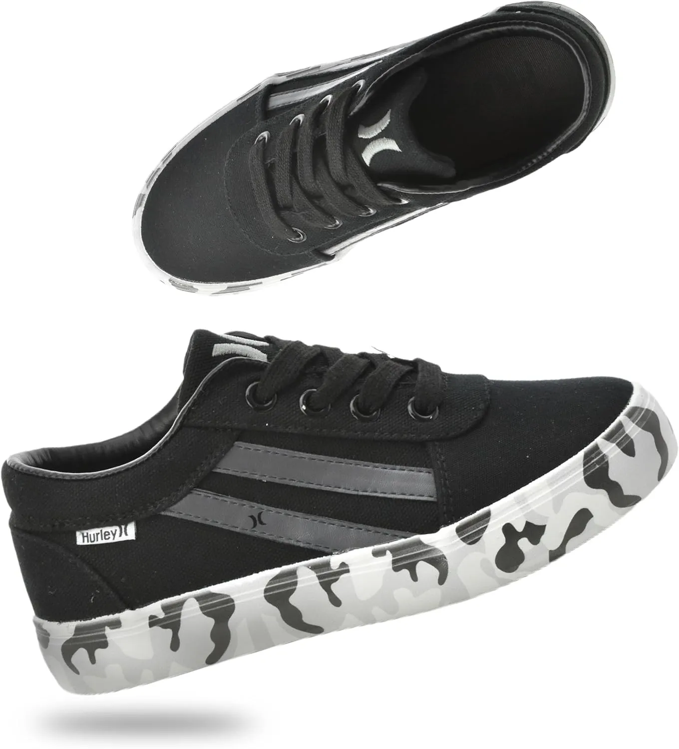 Hurley Boardy Kids Lace Up Canvas Sneakers ??Low Cut Skateboarding Shoes for Kids, Sports Shoes for Boys and Girls