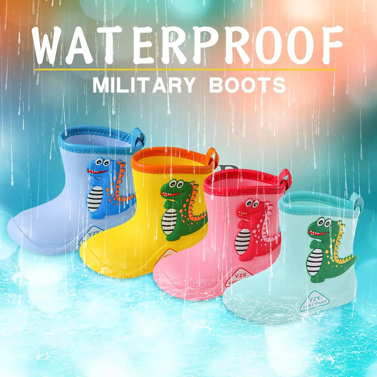 Kid's Fashion Rain Boots Elementary School Students ?aterproof ?rocodile Prints Non-slip Rain Snow Shoes