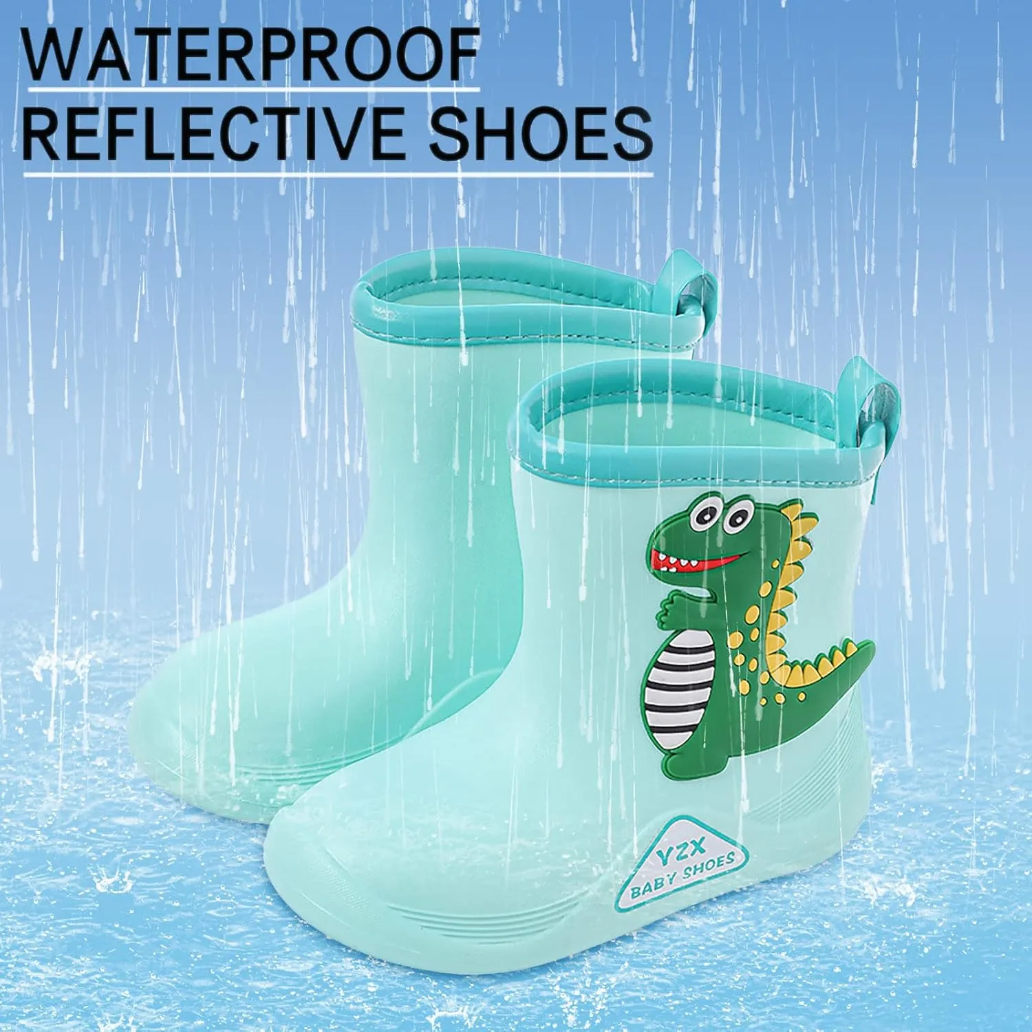Kid's Fashion Rain Boots Elementary School Students ?aterproof ?rocodile Prints Non-slip Rain Snow Shoes
