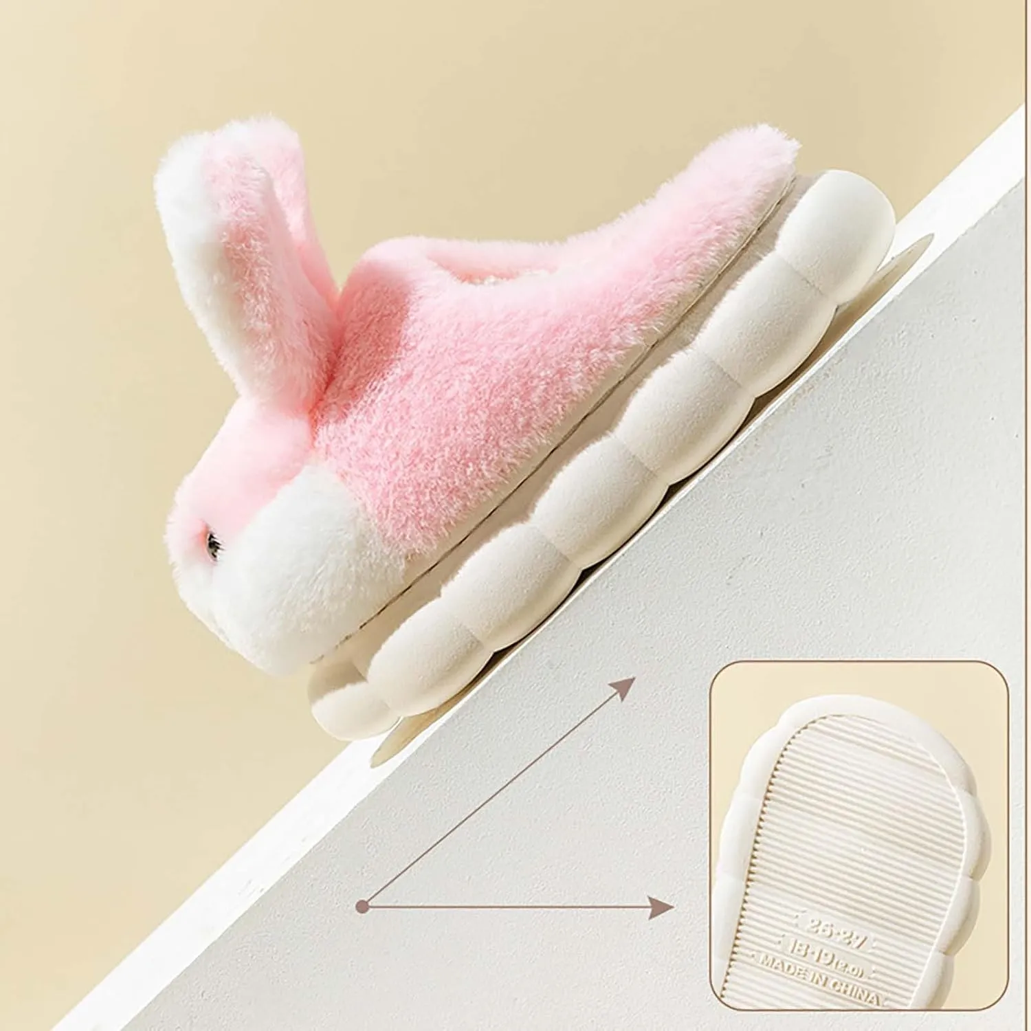 Kids Fuzzy Slippers Cute Bunny Slipper for Girls Boys Ear Plush Toddler Soft Warm Home House Cozy Anti-Slipe Shoes