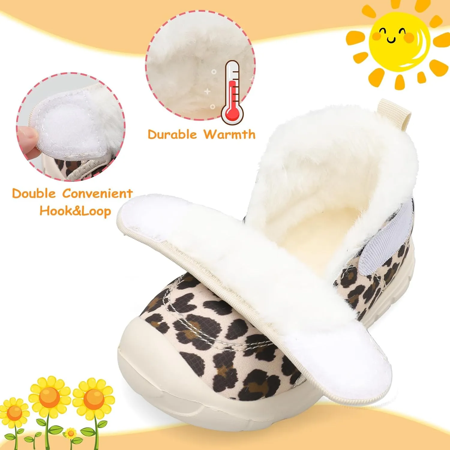 LeIsfIt Toddler Boots Girls Boys Wide Winter Boots Cozy Fleece Winter Shoes Indoor Outdoor Warm Shoes