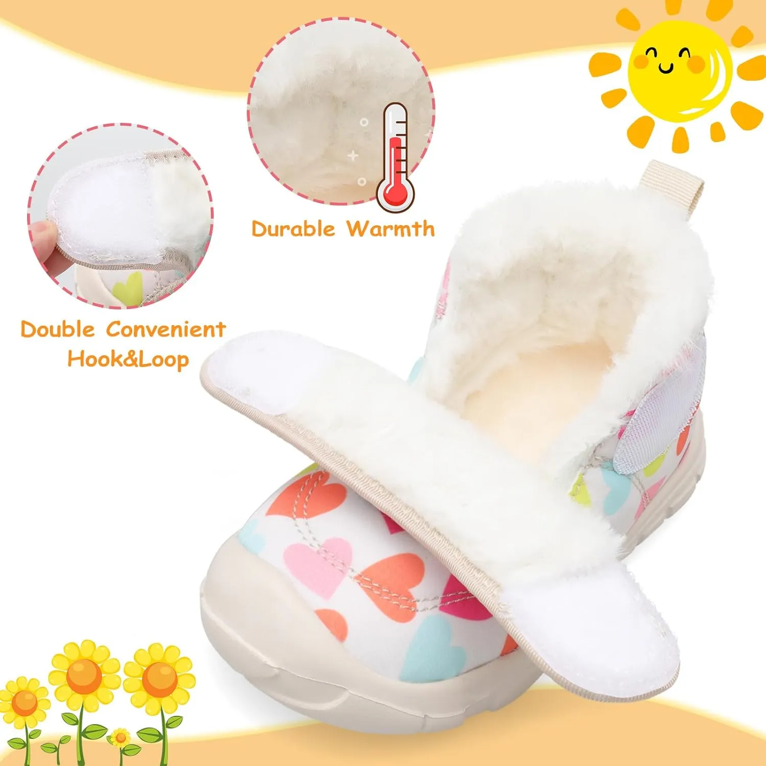 LeIsfIt Toddler Boots Girls Boys Wide Winter Boots Cozy Fleece Winter Shoes Indoor Outdoor Warm Shoes