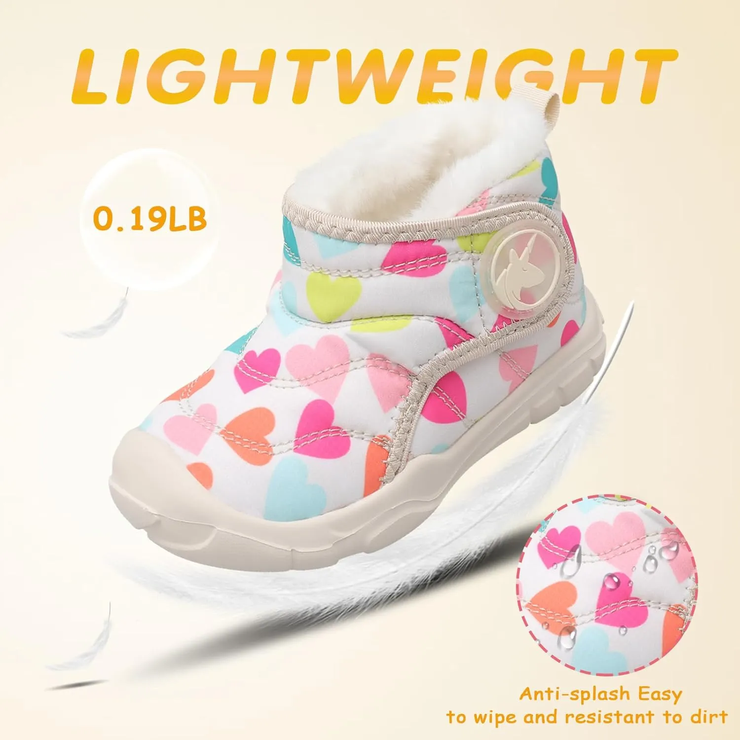 LeIsfIt Toddler Boots Girls Boys Wide Winter Boots Cozy Fleece Winter Shoes Indoor Outdoor Warm Shoes
