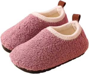 Little Girls Home Slippers Indoor Knit Wool Slip on House Booties Shoes Easy Fasten Non Slip Sole Slippers