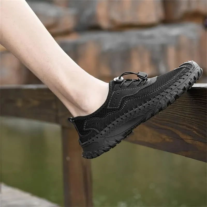LLTMALL Men's Mesh Handmade Leather Climbing Sneakers Outdoor Non-Slip Trekking Hiking Shoes