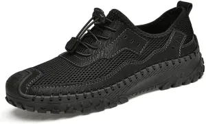 LLTMALL Men's Mesh Handmade Leather Climbing Sneakers Outdoor Non-Slip Trekking Hiking Shoes