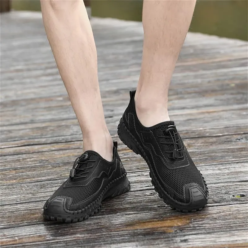 LLTMALL Men's Mesh Handmade Leather Climbing Sneakers Outdoor Non-Slip Trekking Hiking Shoes