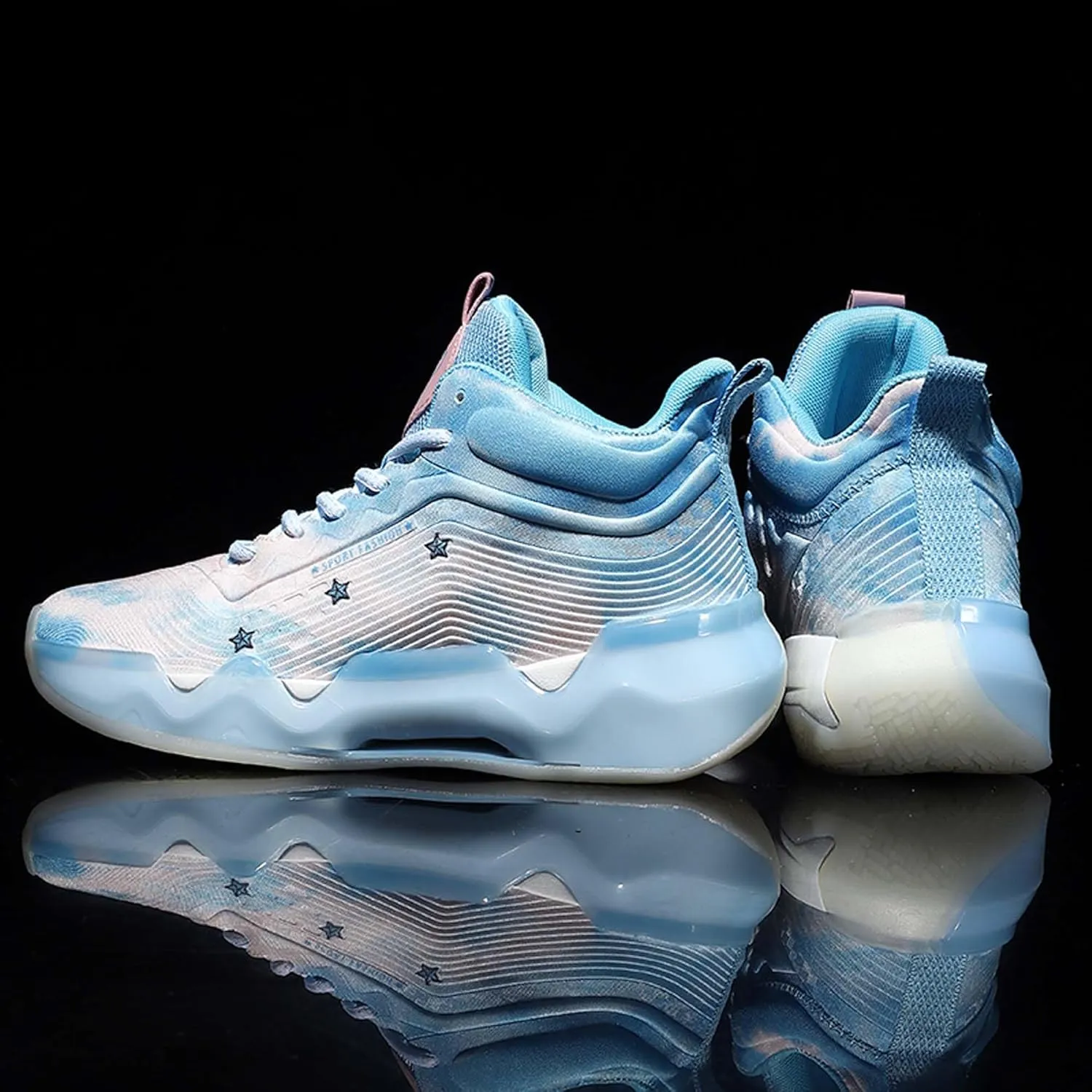 Mens and Womens Mid Top Lace Up Basketball Sneakers Comfortable and Breathable Running Shoes Anti Slip and Wear Resistant Walking Shoes Couple Park Walking Shoes Fitness Training Shoes