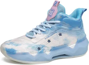Mens and Womens Mid Top Lace Up Basketball Sneakers Comfortable and Breathable Running Shoes Anti Slip and Wear Resistant Walking Shoes Couple Park Walking Shoes Fitness Training Shoes