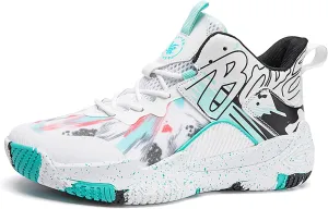 Men's Basketball Shoes Anti-Slip and Wear-Resistant Soles Running Shoes Graffiti Design Fashionable Sports Shoes