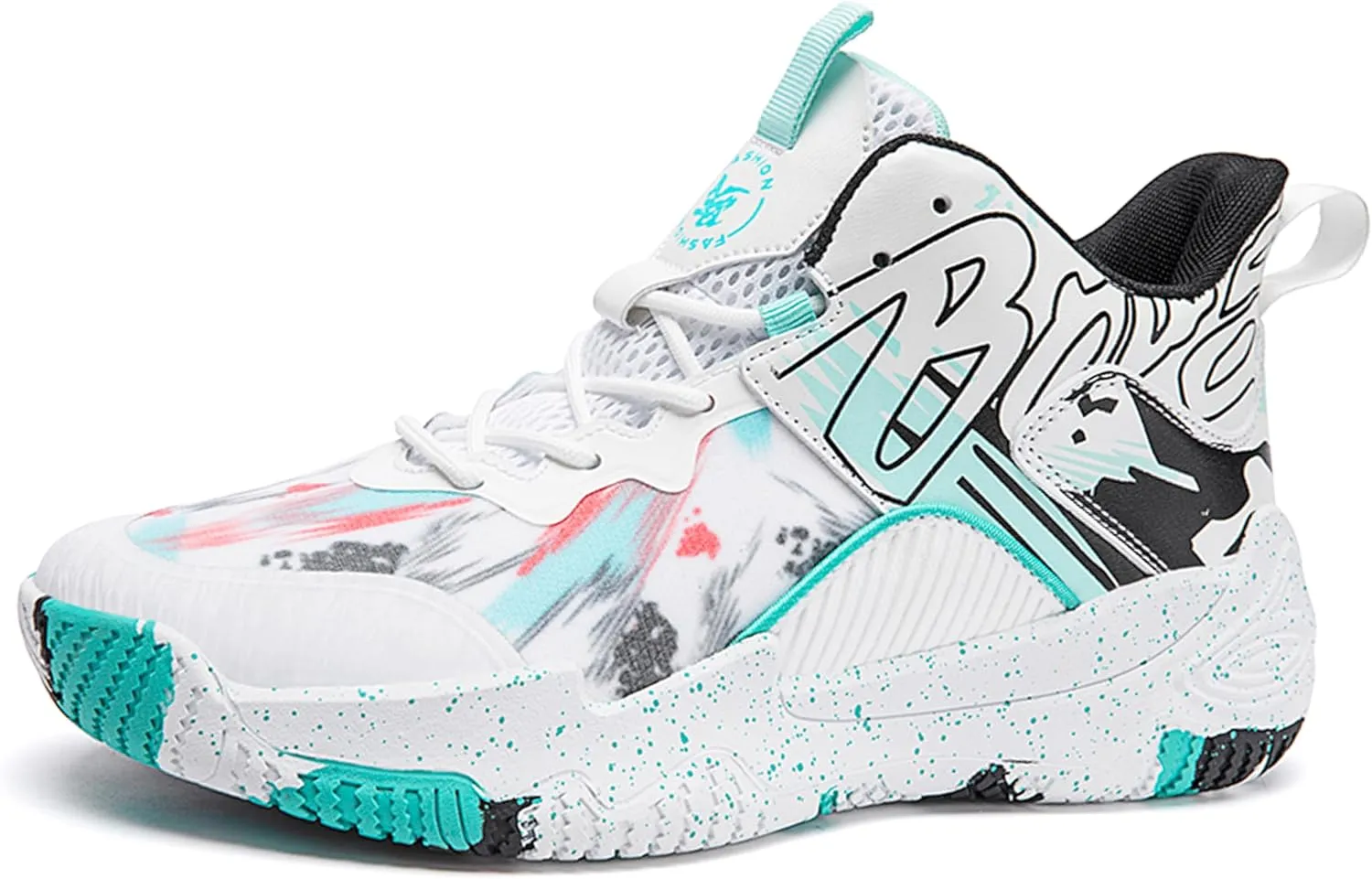 Men's Basketball Shoes Anti-Slip and Wear-Resistant Soles Running Shoes Graffiti Design Fashionable Sports Shoes