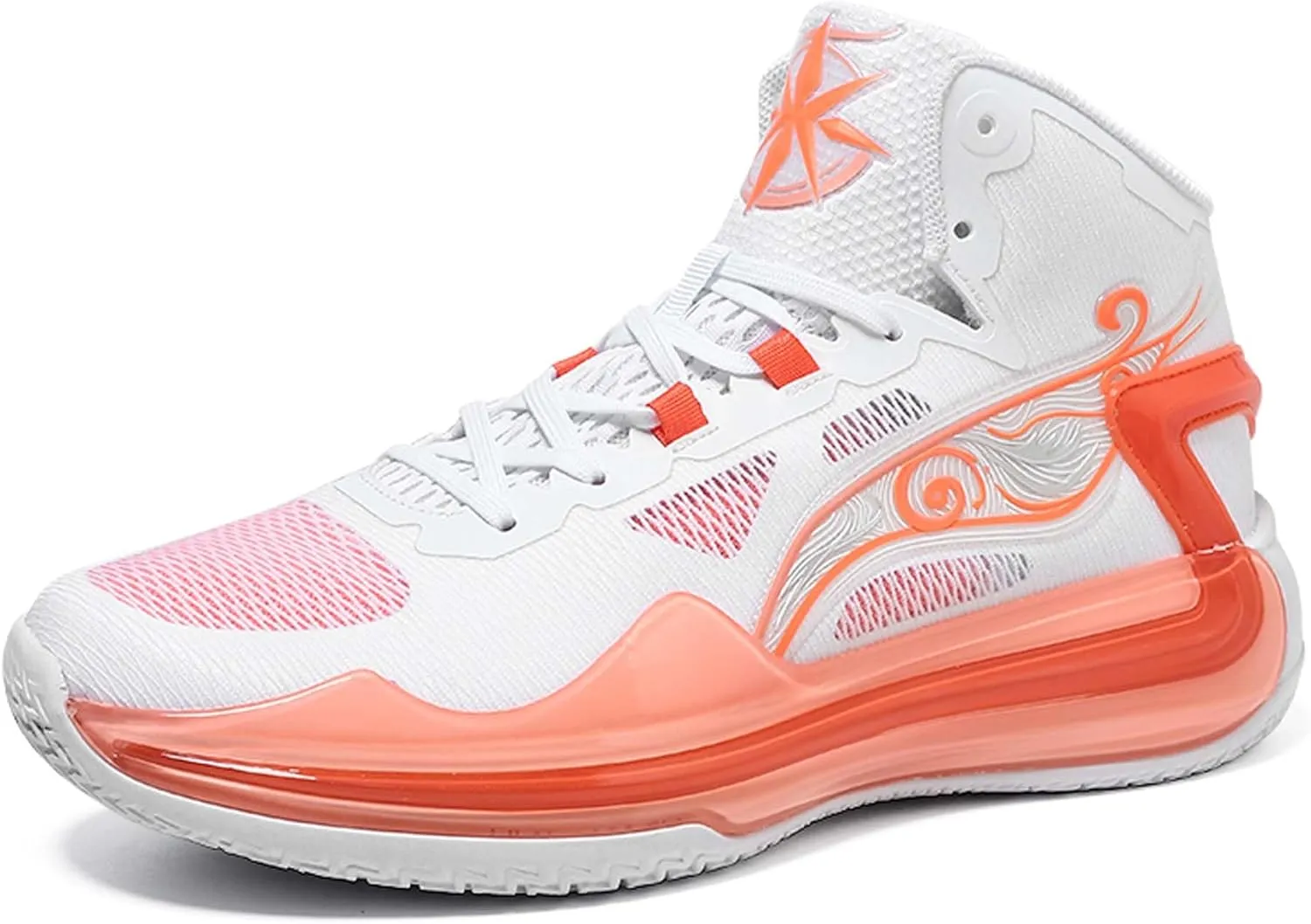 Men's Basketball Shoes Fashion Non-Slip Sneakers Breathable Mesh Training(Orange,6.5)